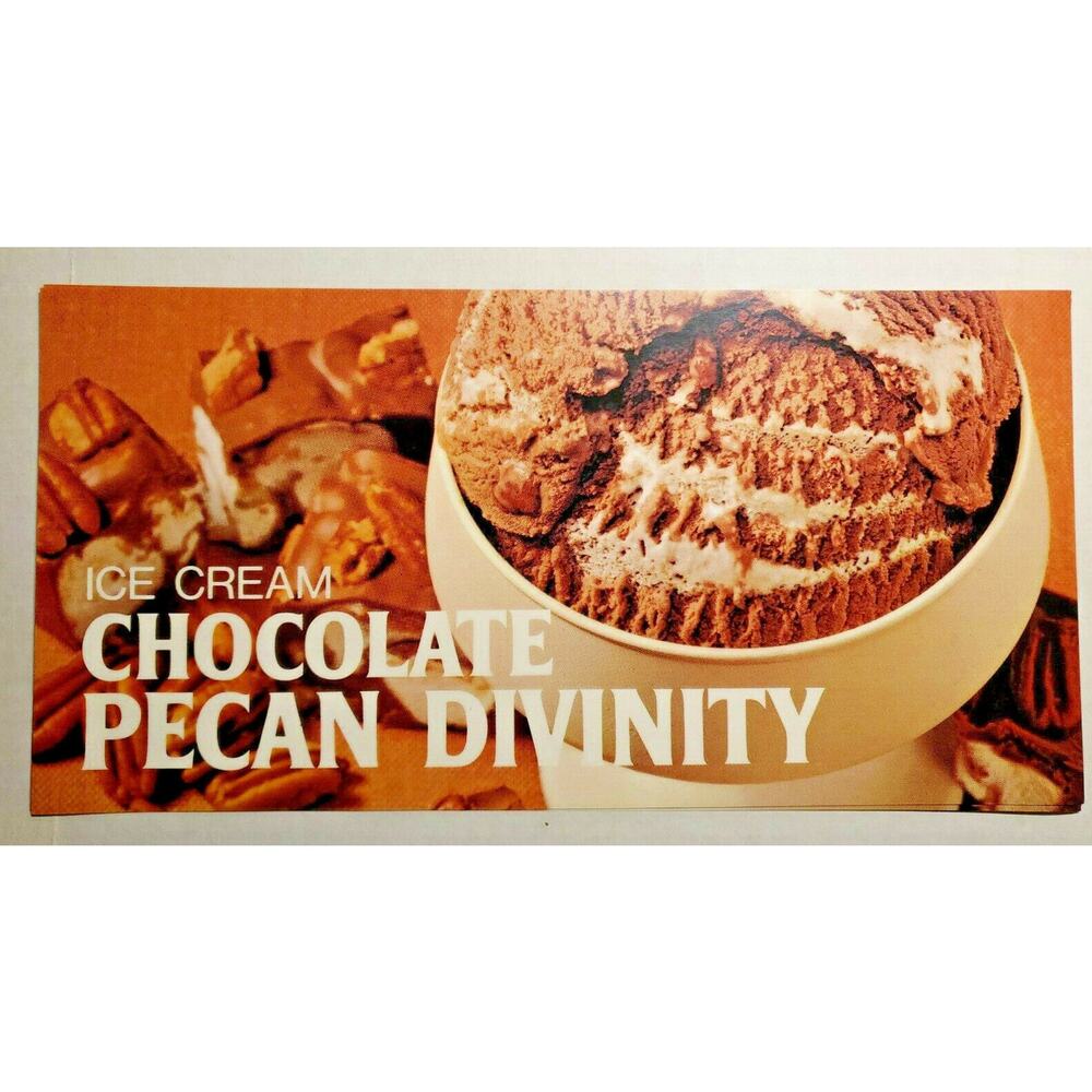VTG Ice Cream Parlor Diner Chocolate Pecan Divinity Ice Cream Paper Sign WS8C